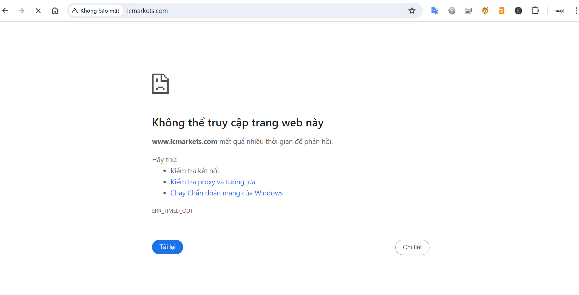 Không Thể Truy Cập Sàn Icmarkets