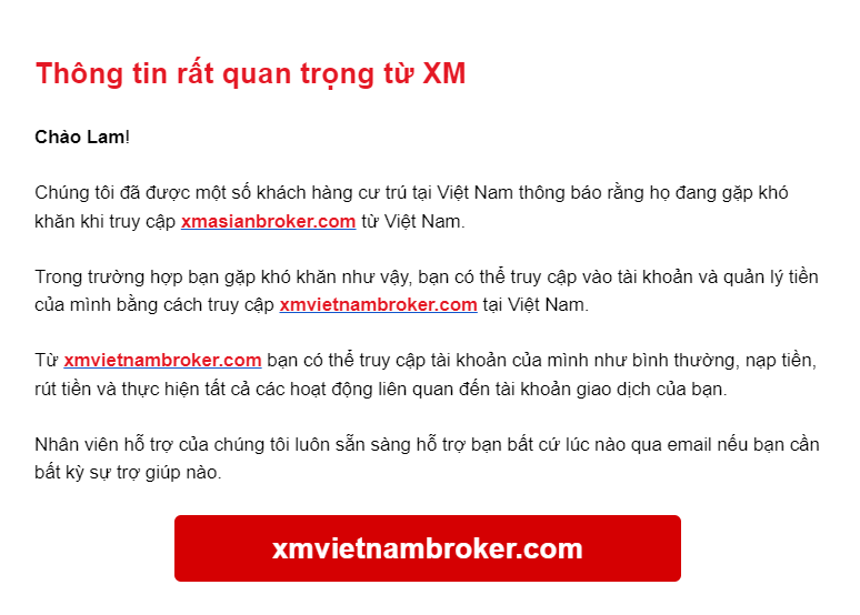 Thông Báo Thay đổi Tên Miền Sàn Xm