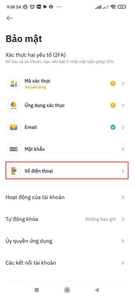 Bảo mật 2FA qua số điện thoại