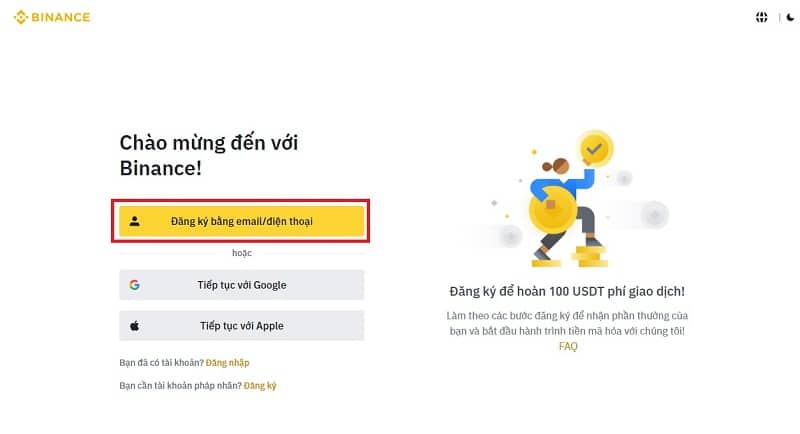 Hướng dẫn cách đăng ký Binance bằng máy tính