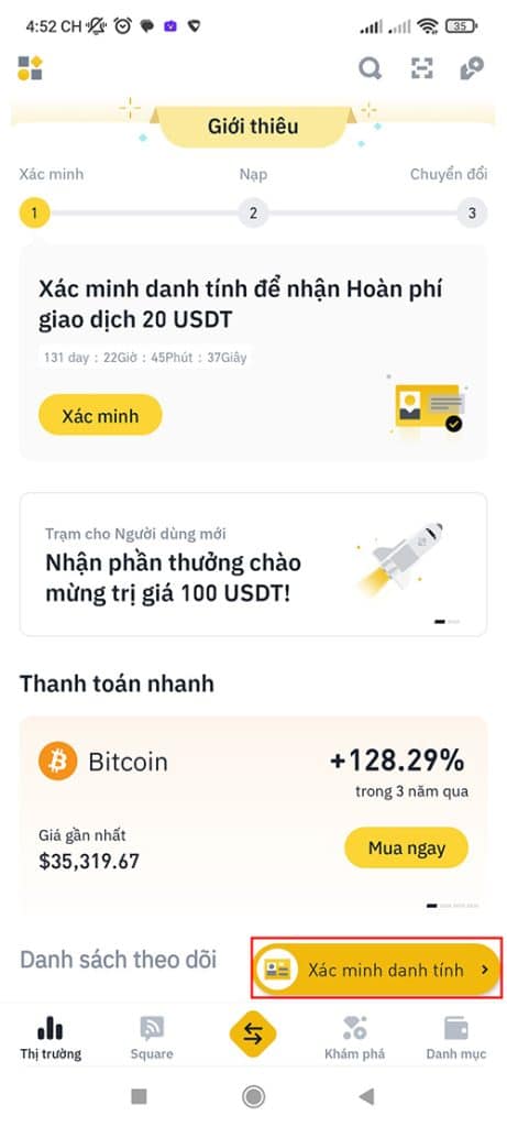 Hướng dẫn xác minh danh tính KYC