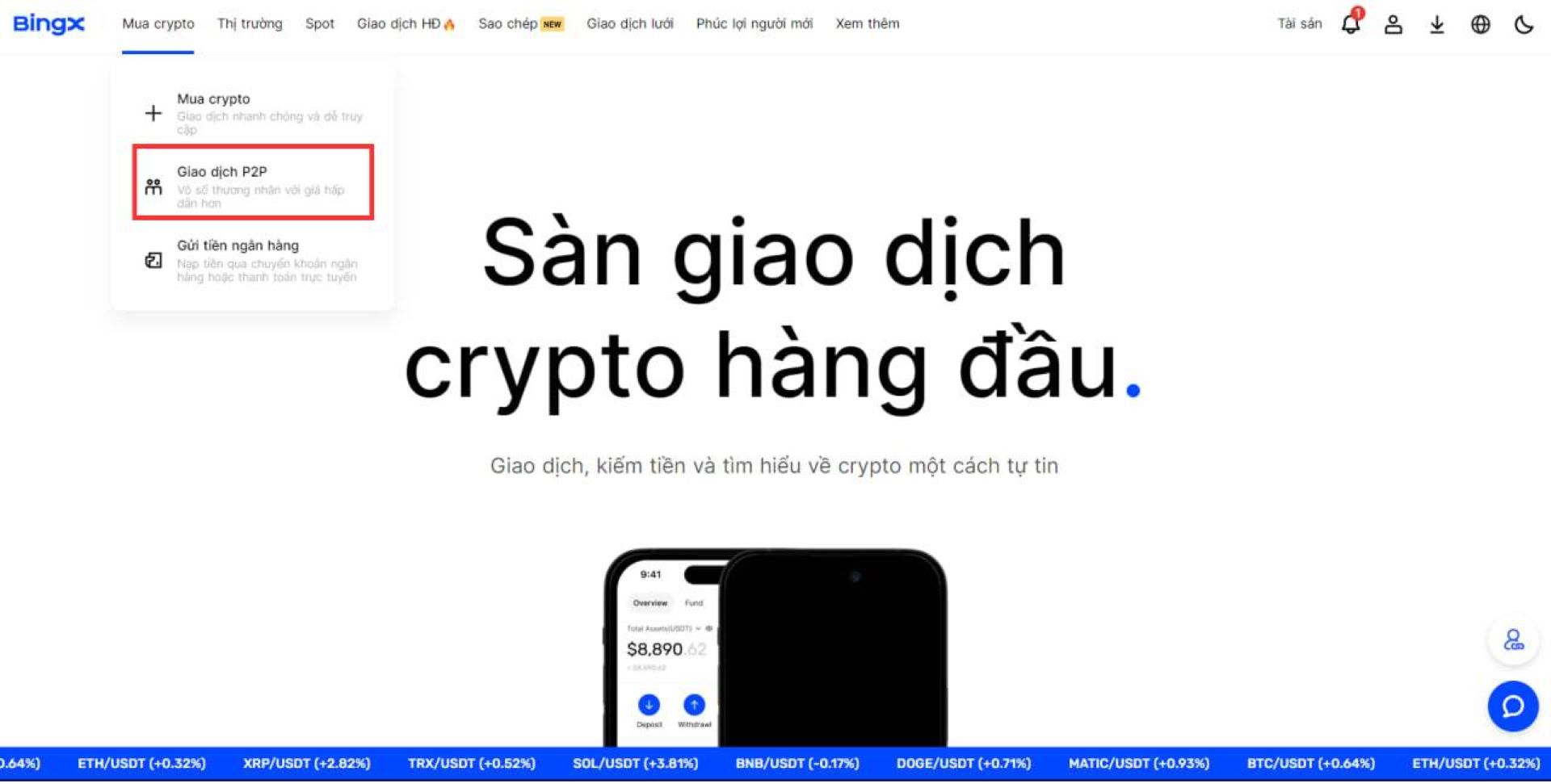 hướng dẫn cách giao dịch p2p trên sàn bingx