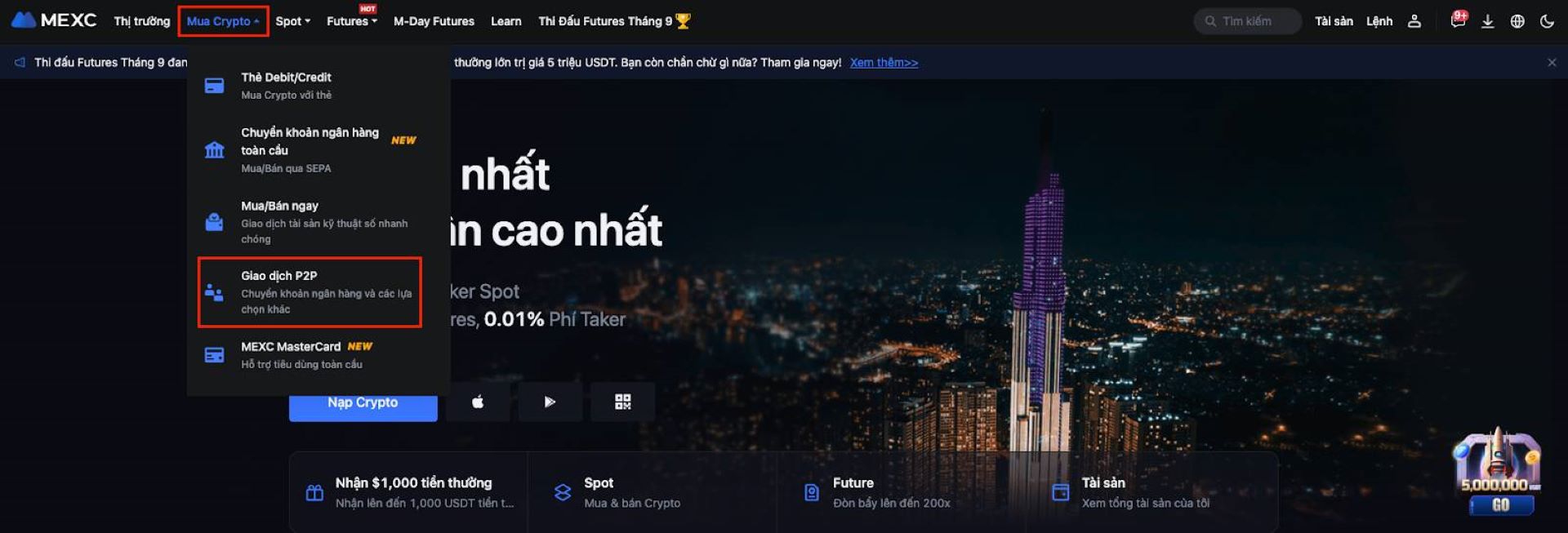  cách giao dịch p2p trên mexc