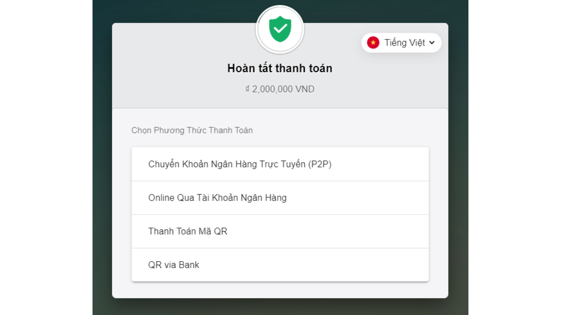 Lựa Chọn Phương Thức Thanh Toán