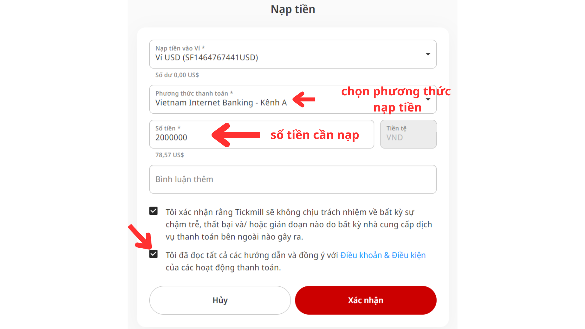 Nhập Số Tiền Cần Nạp